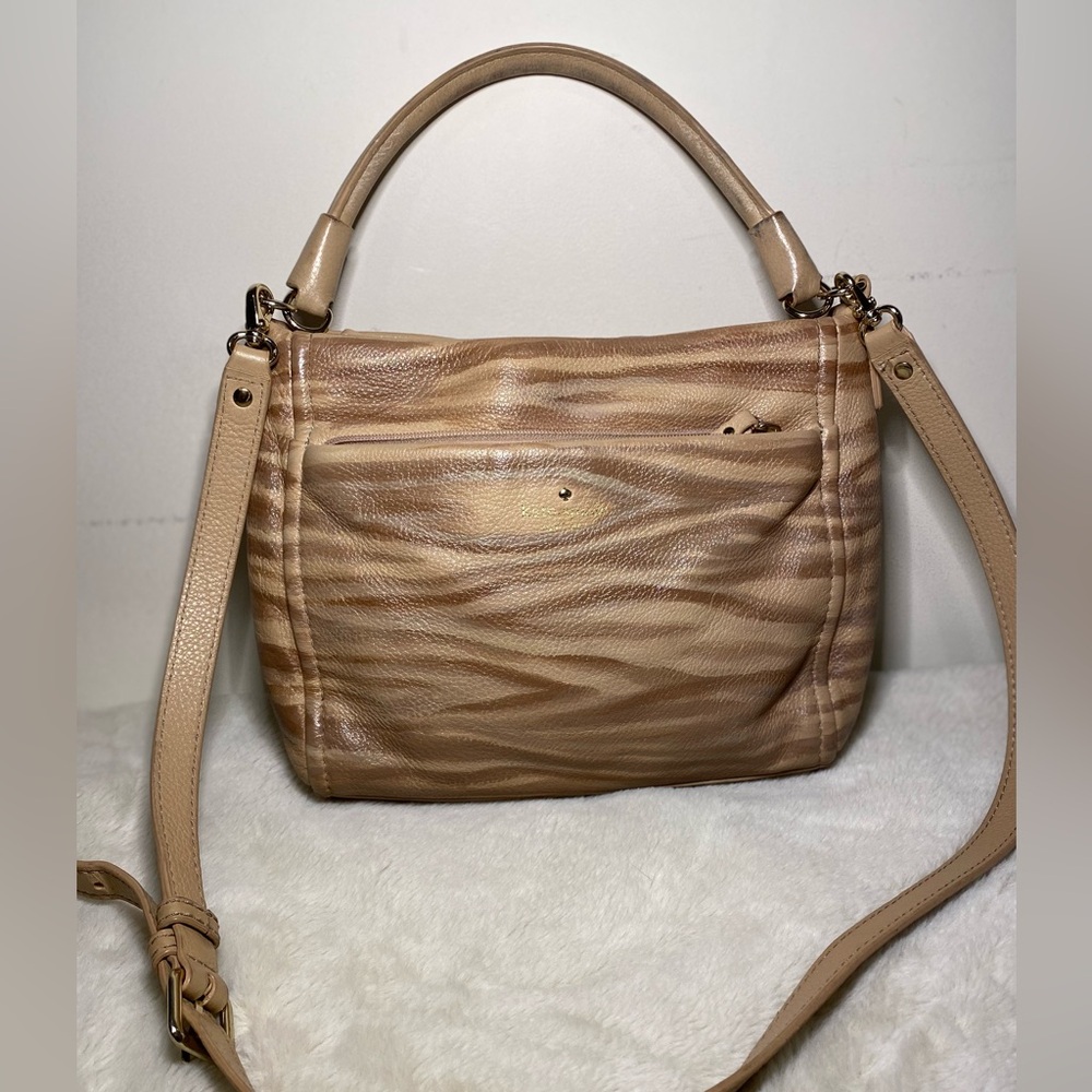 Hand-Painted Wood Grain Leather Bag - Glossy Pine